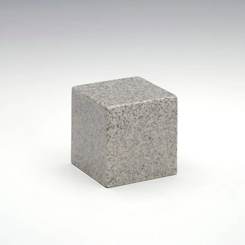 Small Cube Cultured Granite Urn in Mist Gray