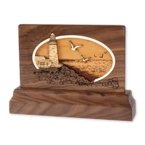 Small Keepsake Urn with 3-Dimensional Lighthouse Inlay