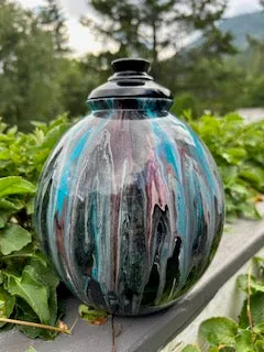Small Painted Salvaged Birch Turned Urn 7
