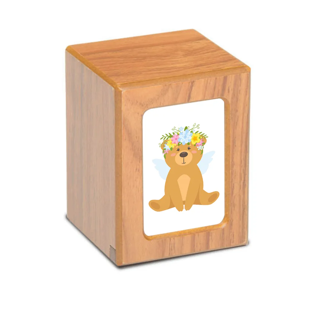 SMALL Photo Frame urn PY06 - Teddy Bear Angel Blue