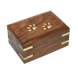 SMALL - Rosewood  Pet Urn RW-PP with Brass Paws and  Corners - Case of 20