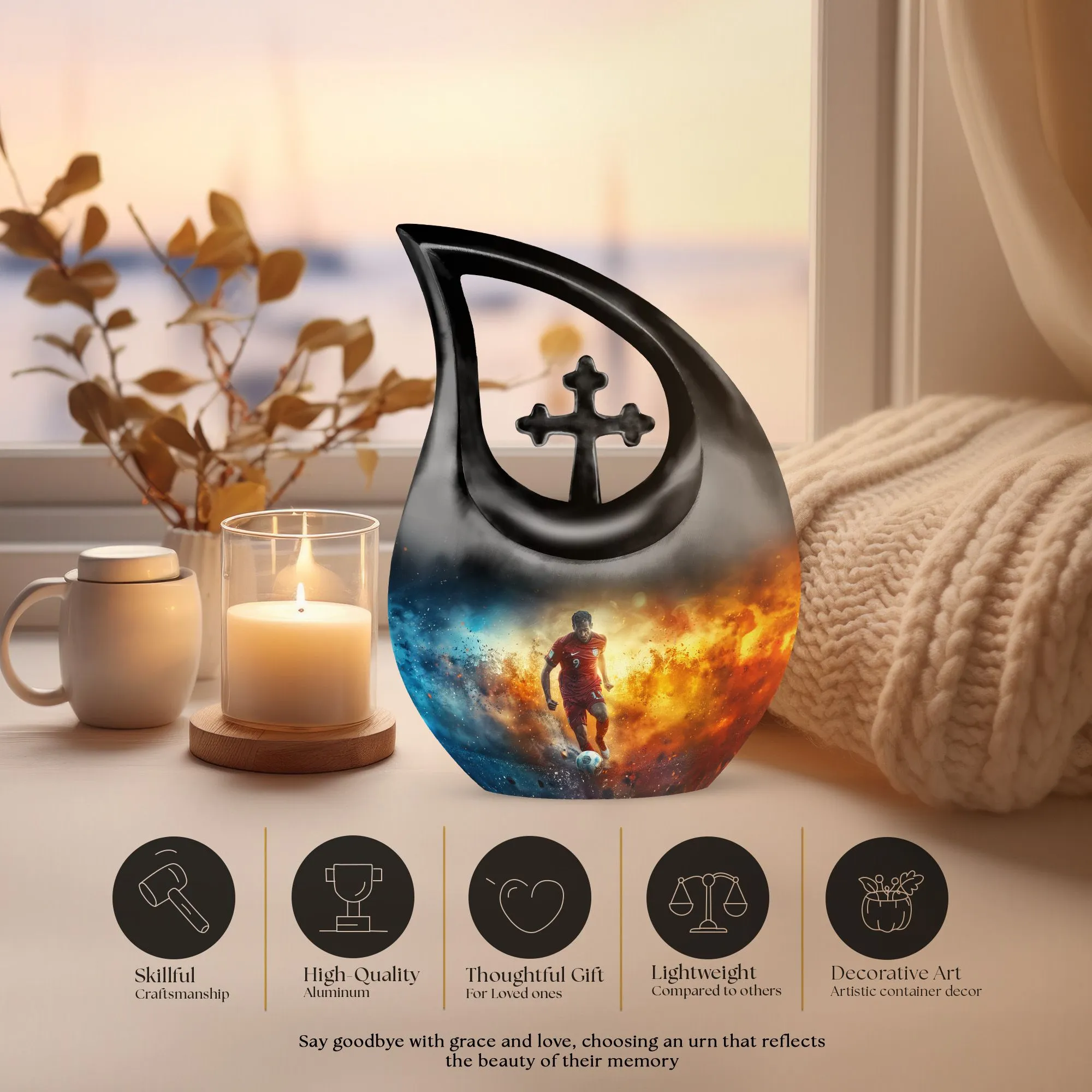 Soccer Passion Tribute: The Unique Dad's Memorial Cremation Urn