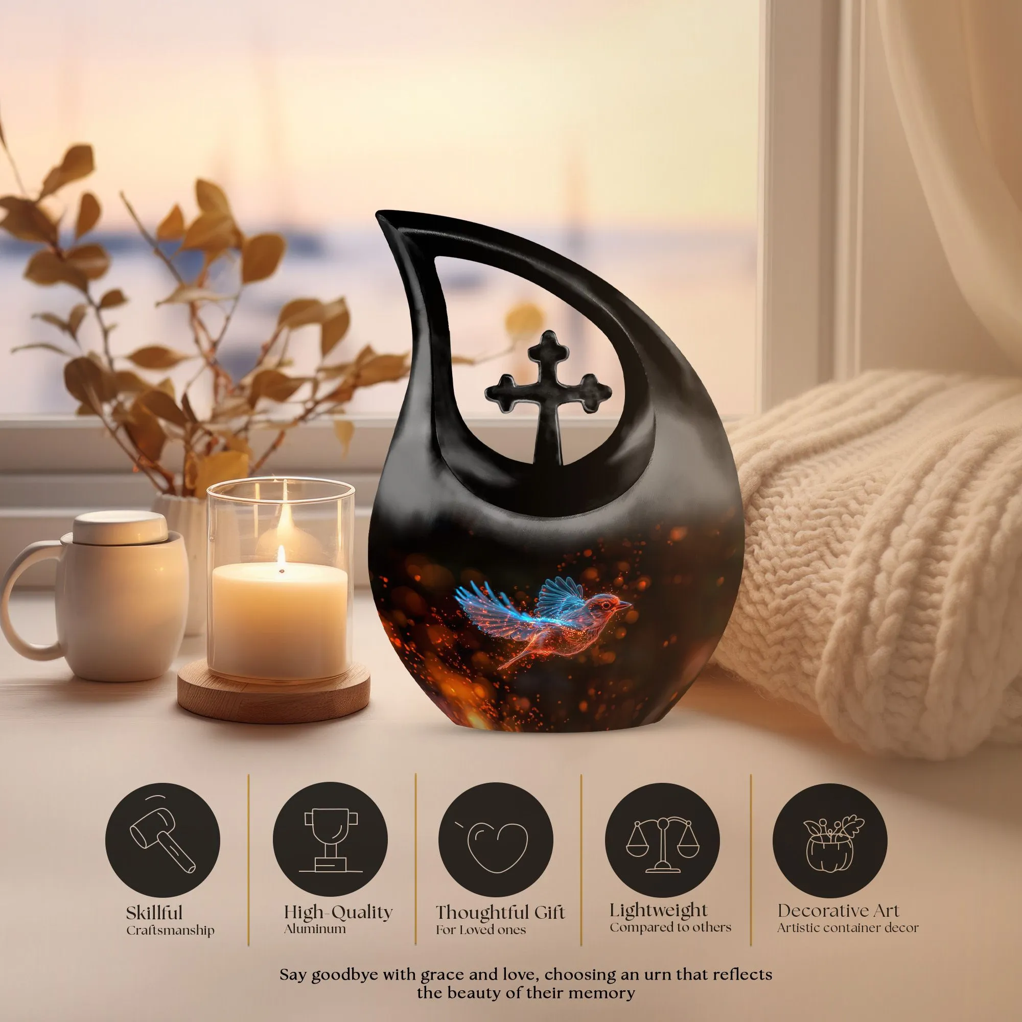 Sparrow Memorial Urn: Affordable Container Cremation Urn