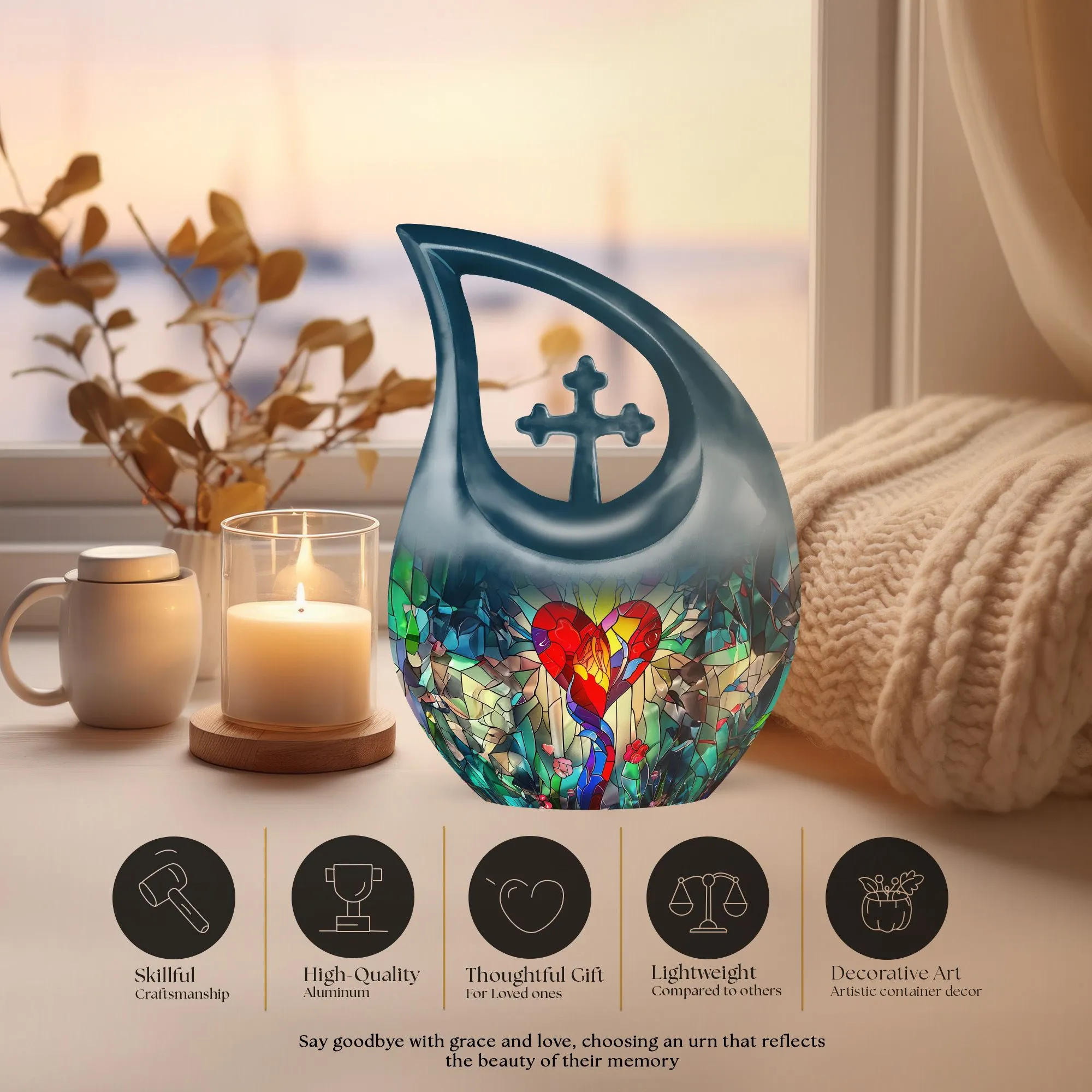 Stained Glass Urn, Affordable Keepsake for Lasting Memories