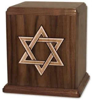 Star of David Cremation Urn in Walnut Wood