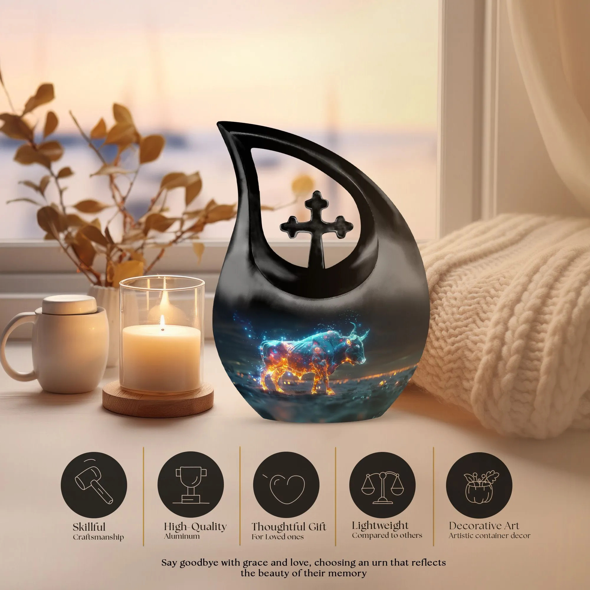 Stellar Taurus Glow Majestic Memorial Urn for Ashes