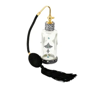 Symbols Of Faith Antiqued Cross Light Blue Crystal Glass Atomiser Perfume Spray Bottle