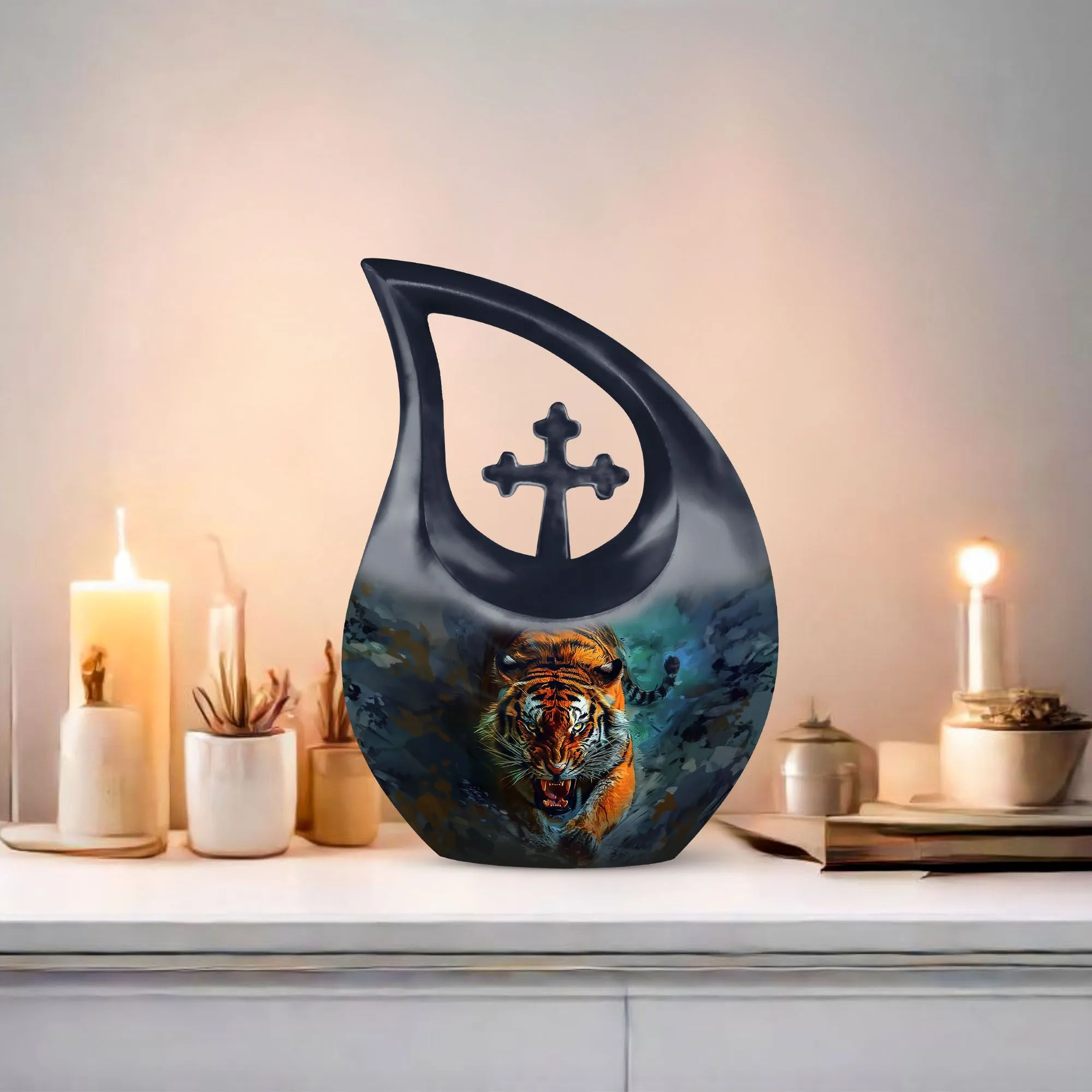 Tiger Tribute modern urn funeral urn for adults