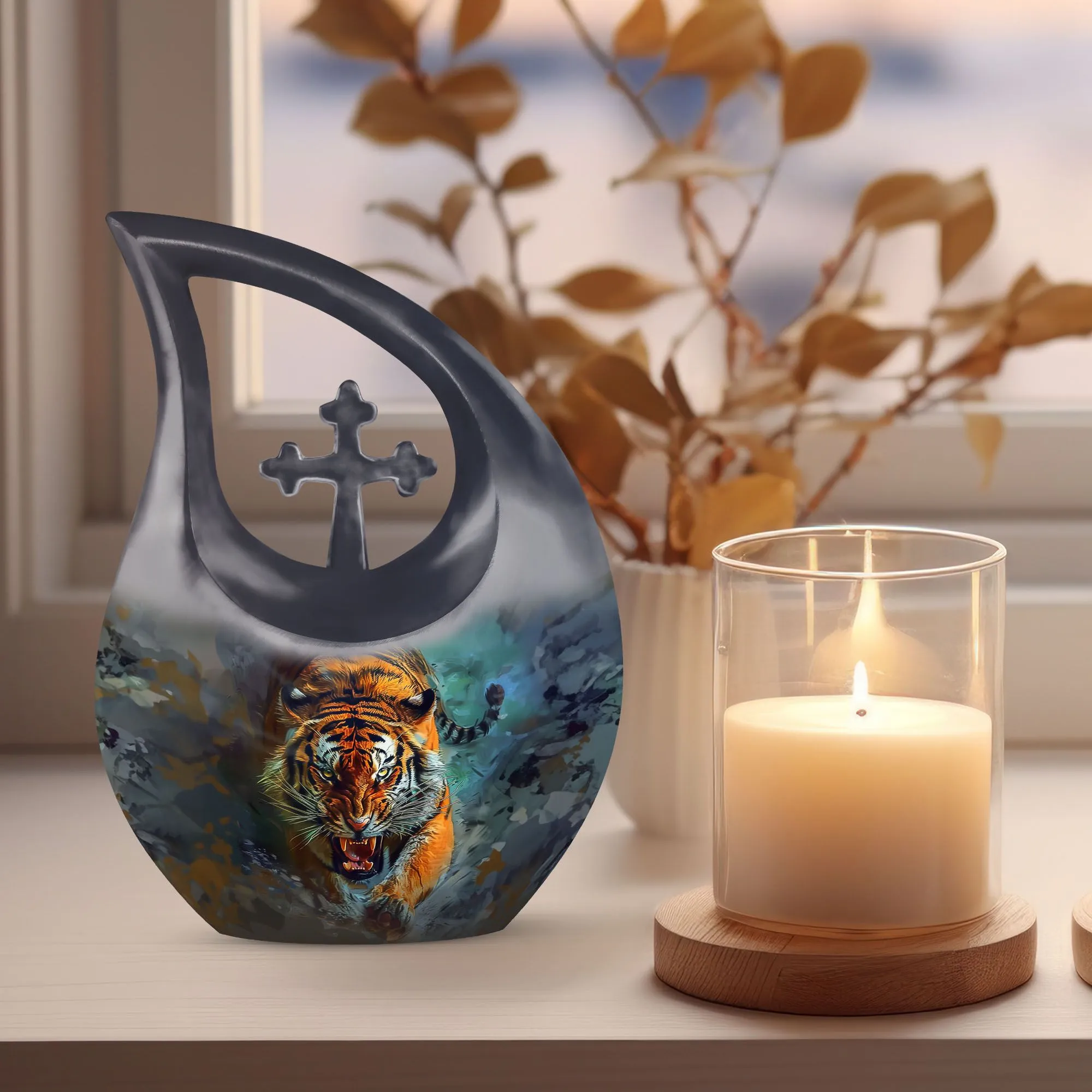 Tiger Tribute modern urn funeral urn for adults