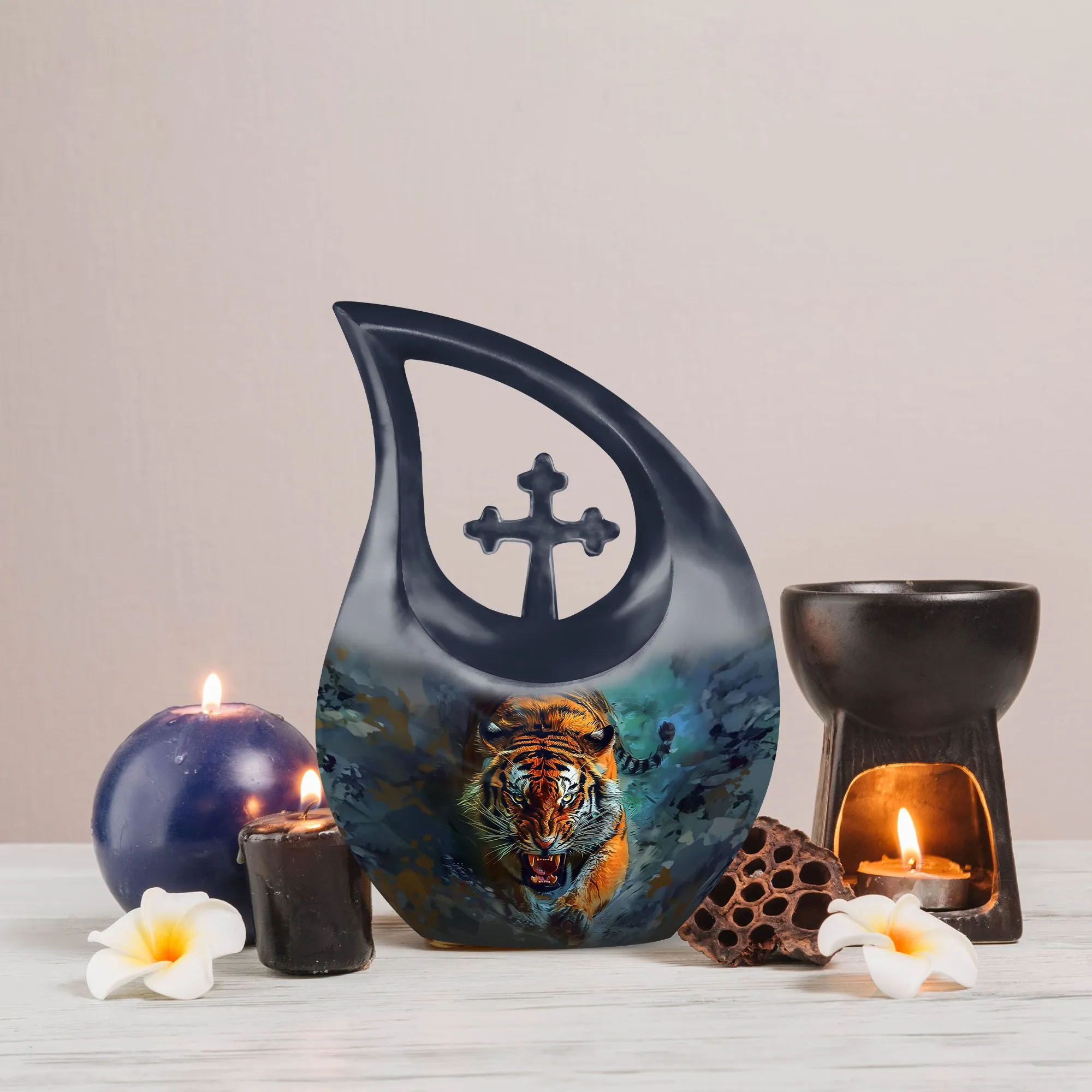 Tiger Tribute modern urn funeral urn for adults