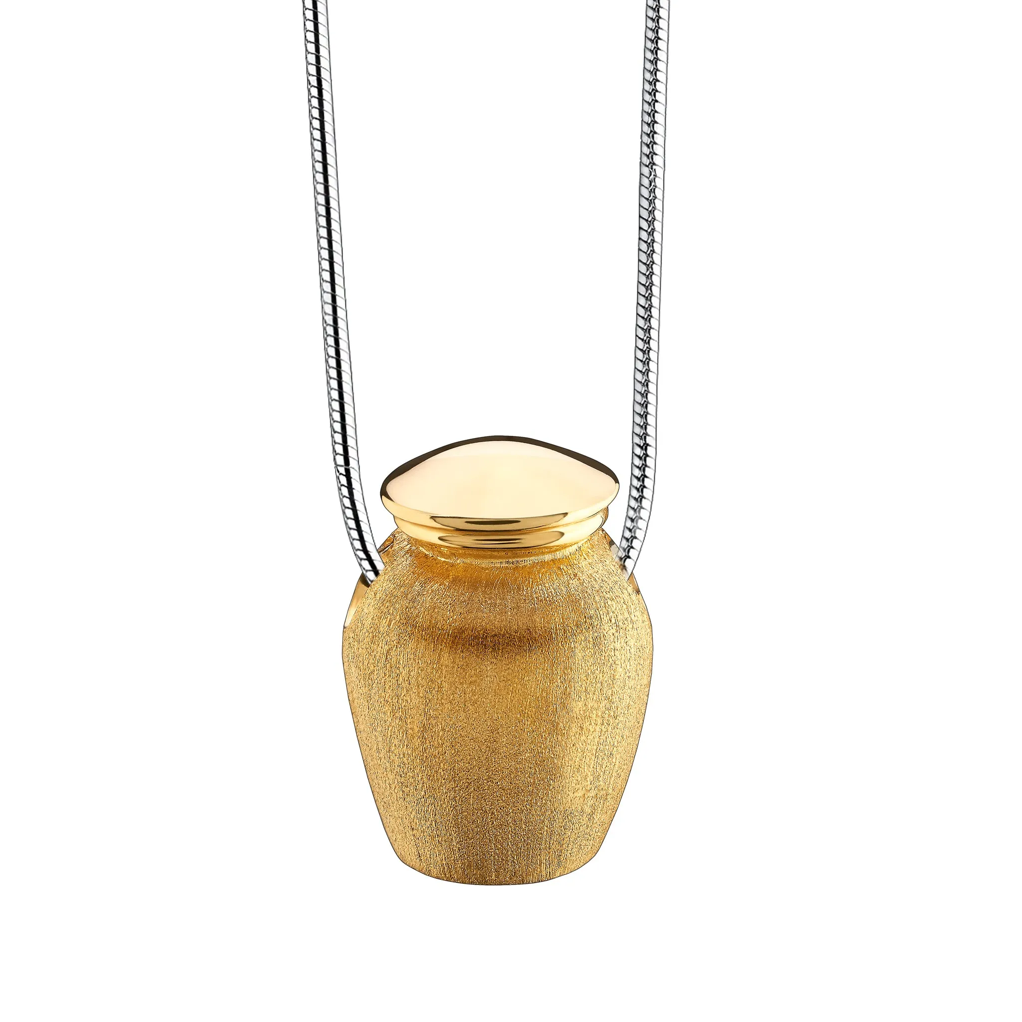 Urn Gold Vermeil Two Tone Sterling Silver Cremation Pendant