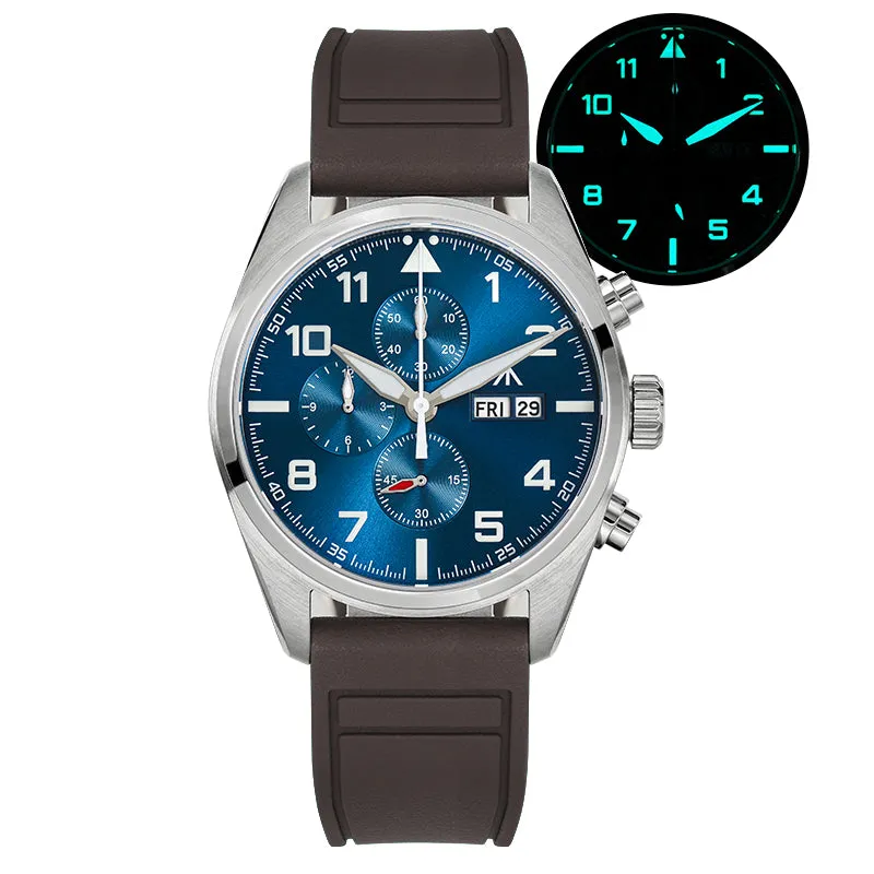 ★US Pre-Owned★Militado 39mm Chronoragph Pilot Watch ML04