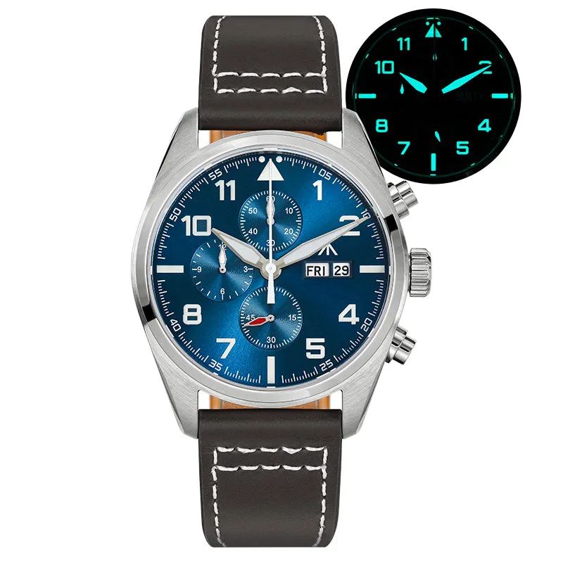 ★US Pre-Owned★Militado 39mm Chronoragph Pilot Watch ML04