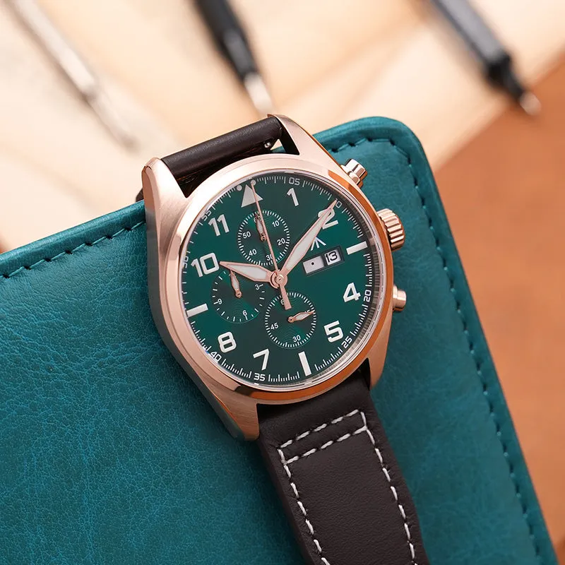 ★US Pre-Owned★Militado 39mm Chronoragph Pilot Watch ML04