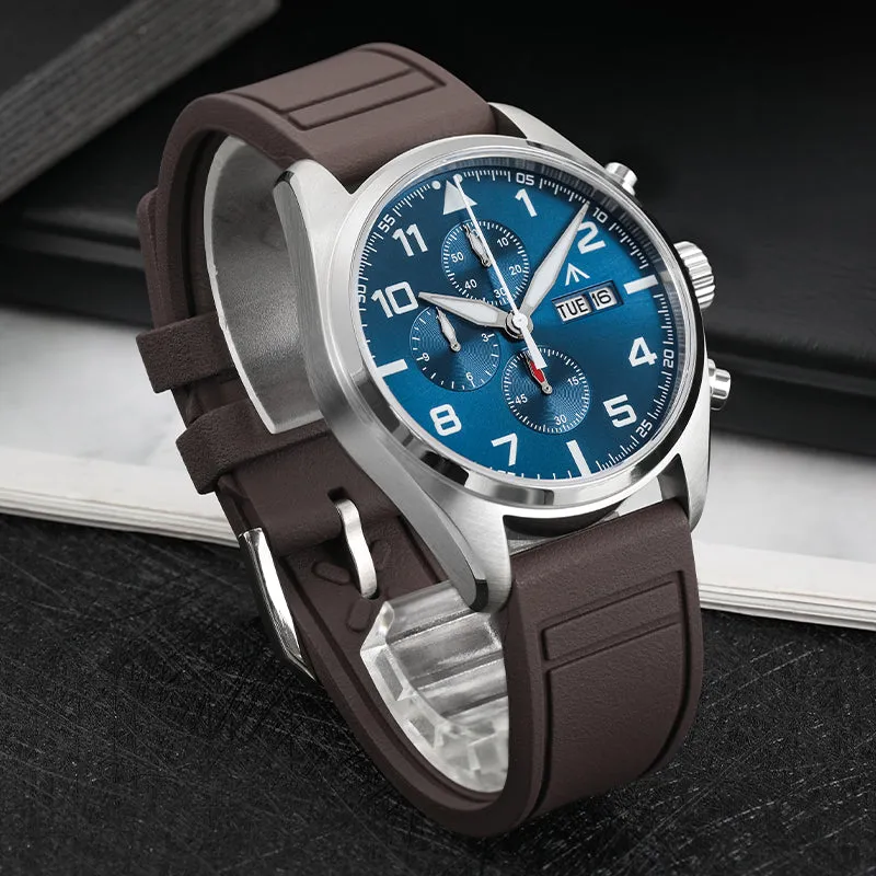 ★US Pre-Owned★Militado 39mm Chronoragph Pilot Watch ML04
