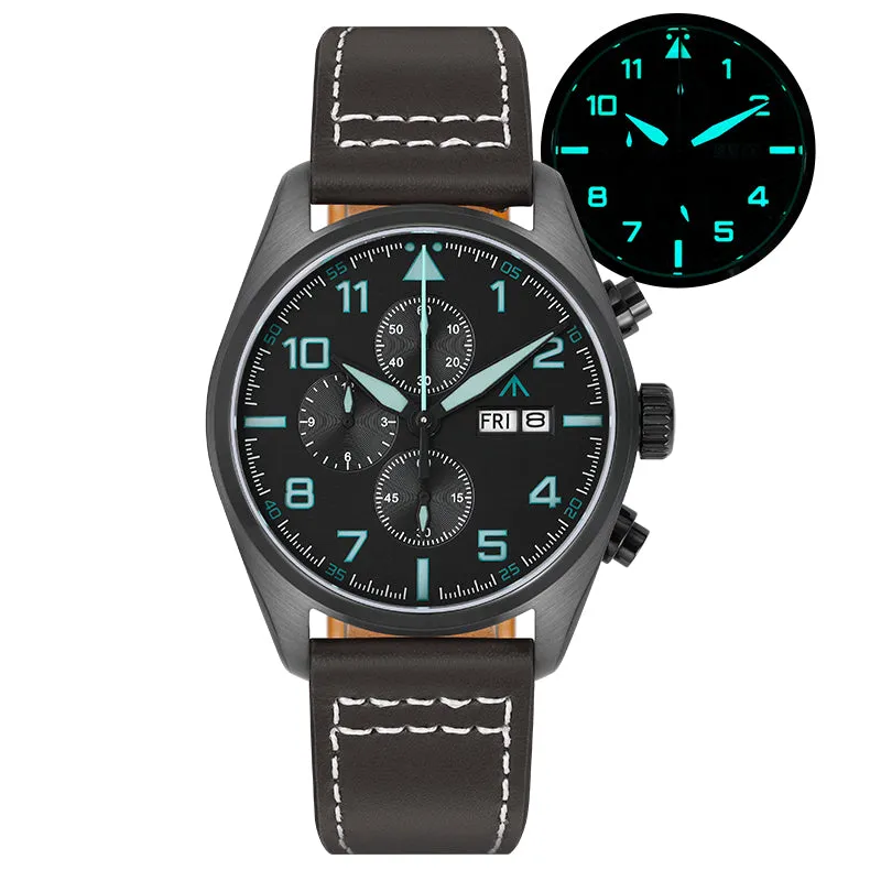 ★US Pre-Owned★Militado 39mm Chronoragph Pilot Watch ML04