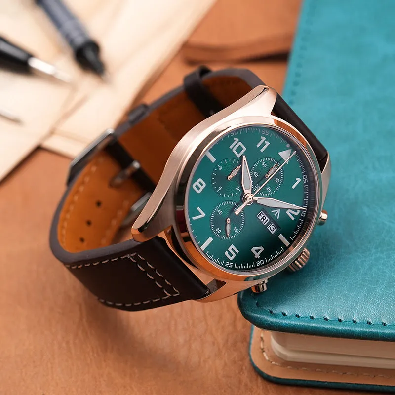 ★US Pre-Owned★Militado 39mm Chronoragph Pilot Watch ML04