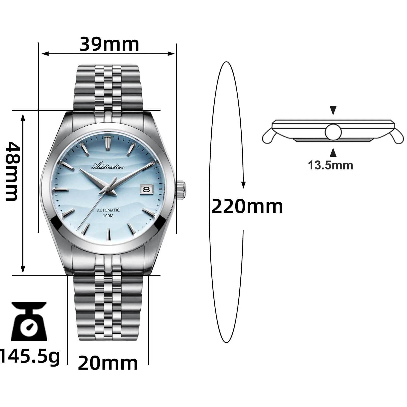 ★WeeklyDeals★Addiesdive 39mm Sand Dial NH35 Mechanical Watch AD2059