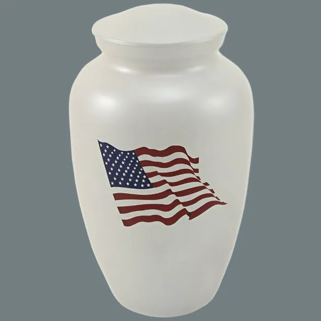 White Classic Flag, Cremation Urn