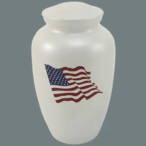 White Classic Flag, Cremation Urn