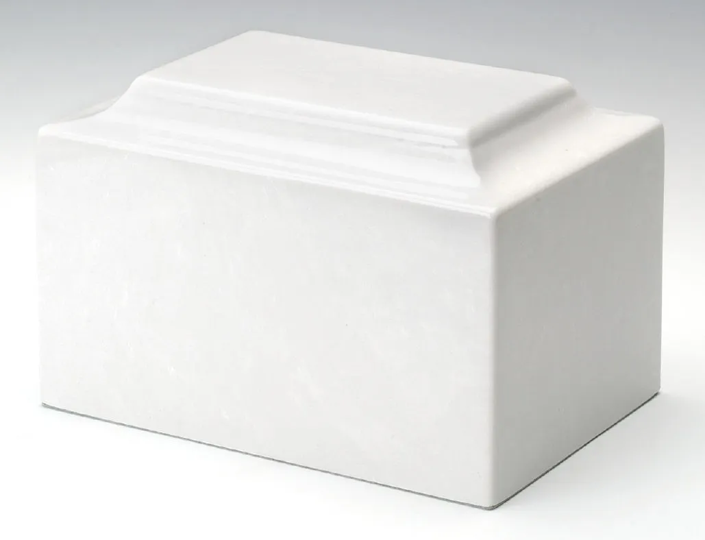 White Deluxe Cultured Marble Cremation Urn