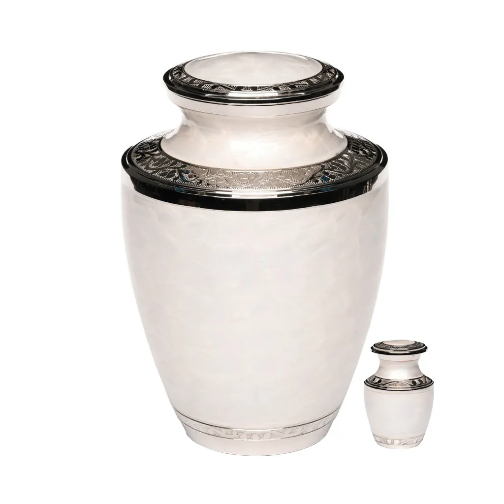 White Nickel Plated Brass Urn