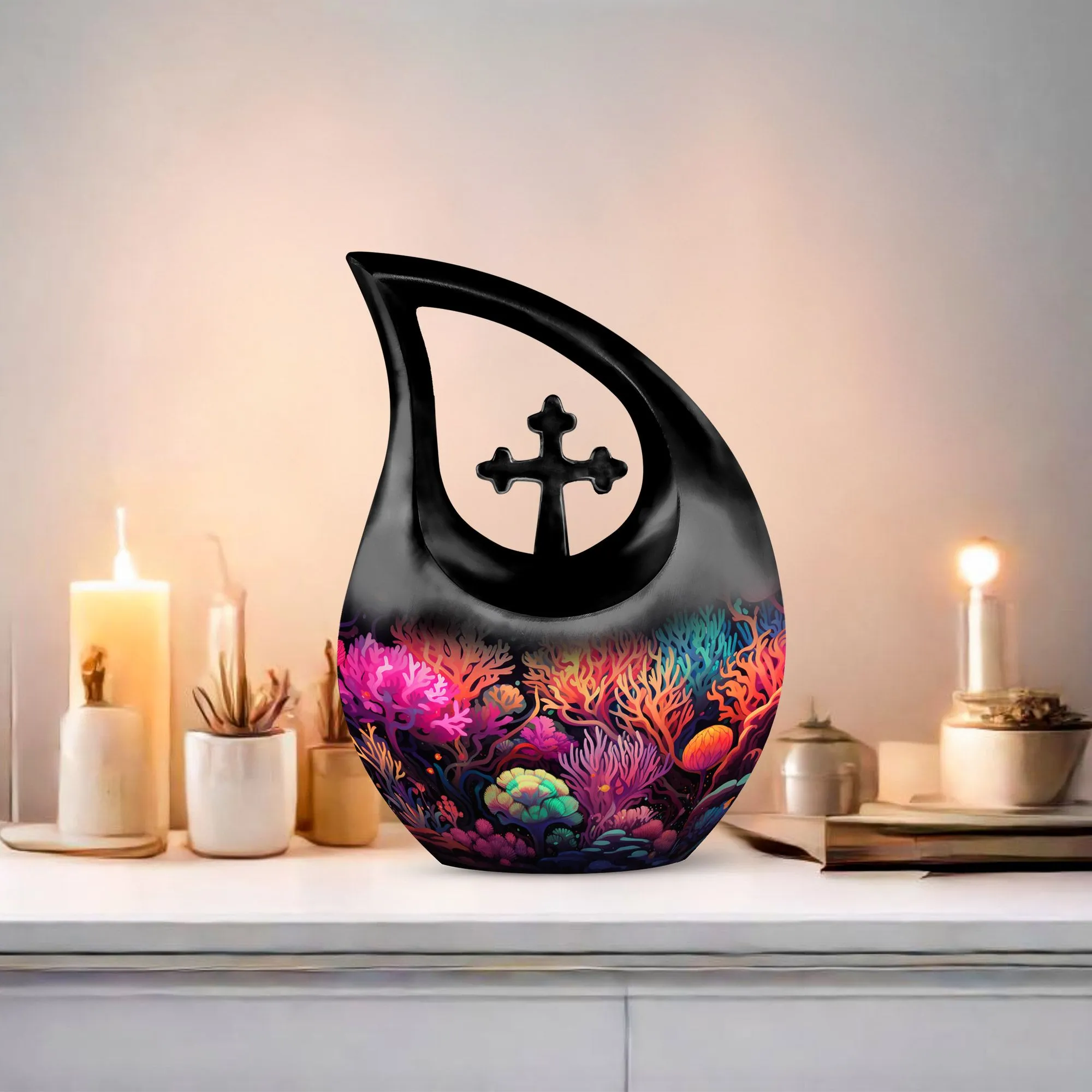 Wilderness Cross Drop Urn - Personalized Memorial for Couples