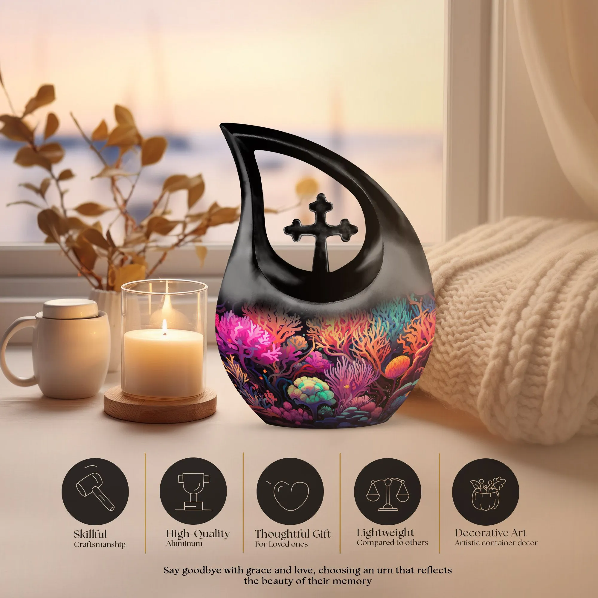 Wilderness Cross Drop Urn - Personalized Memorial for Couples
