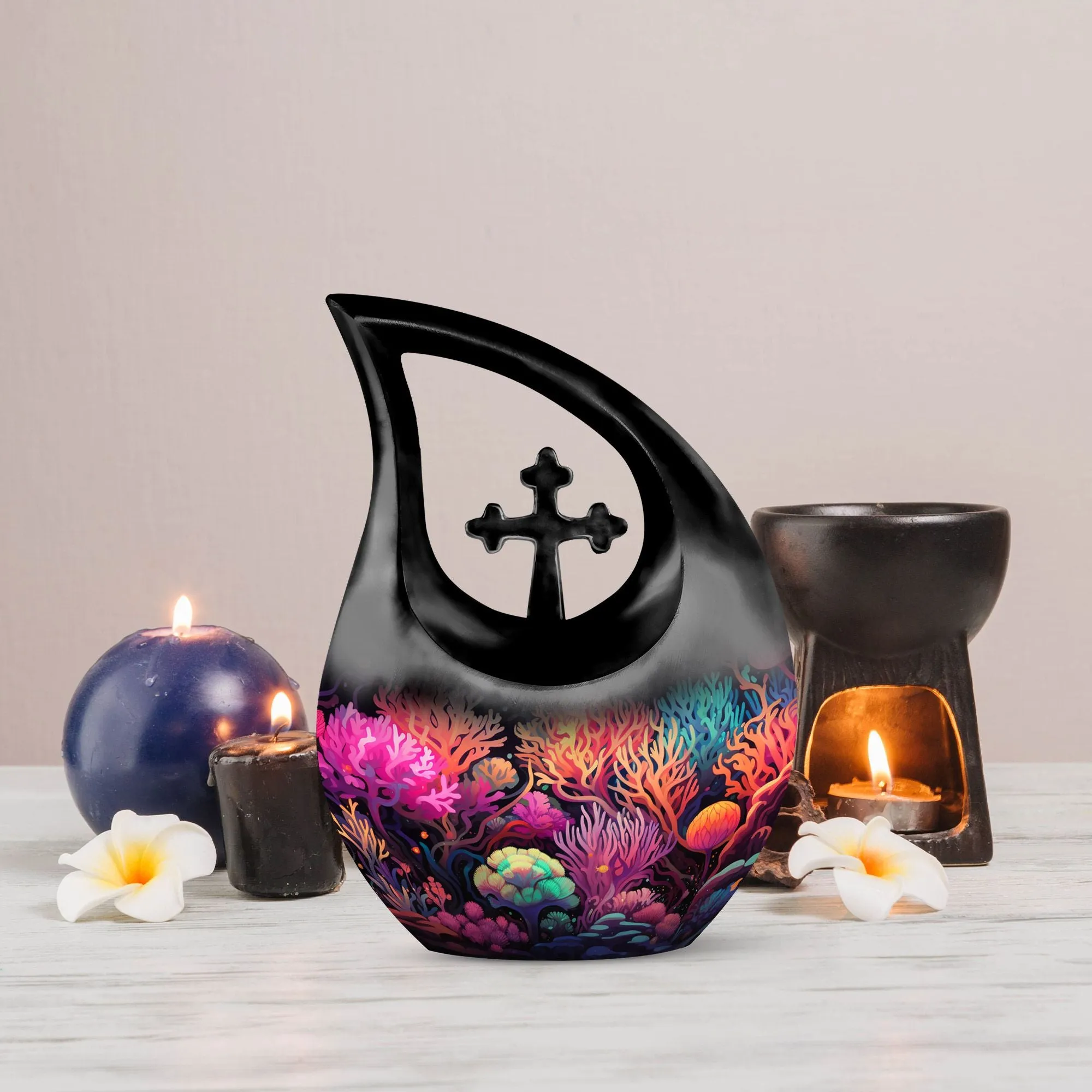 Wilderness Cross Drop Urn - Personalized Memorial for Couples