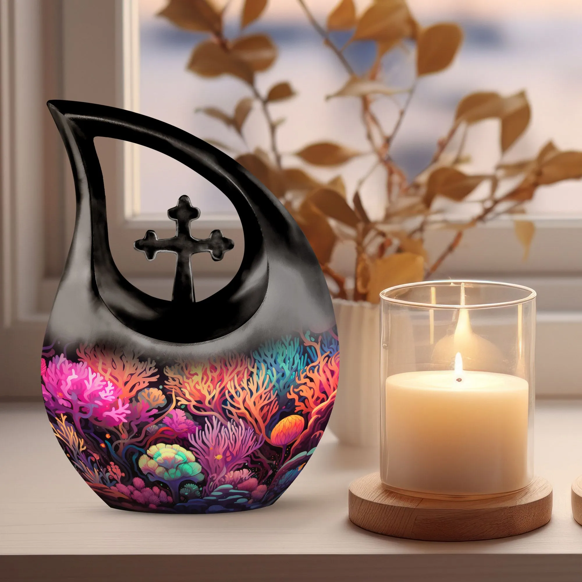 Wilderness Cross Drop Urn - Personalized Memorial for Couples