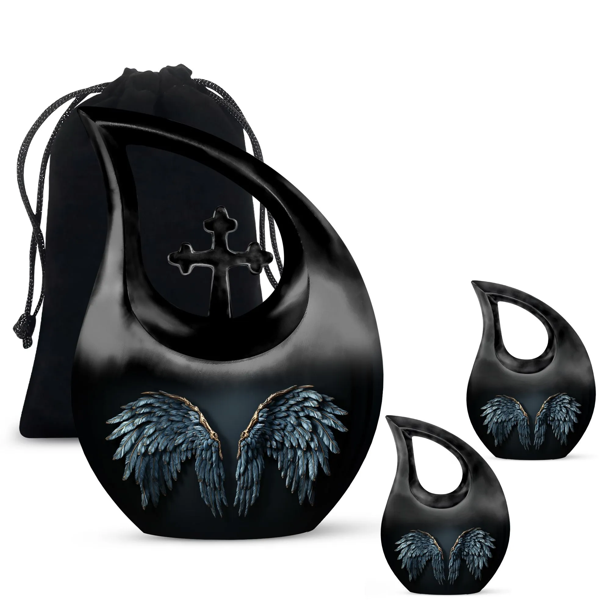 Wings Blue Eternal Rest Small Cremation Urn For Adult Human Ashes