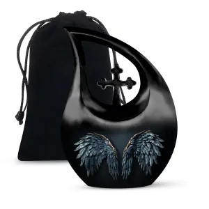 Wings Blue Eternal Rest Small Cremation Urn For Adult Human Ashes