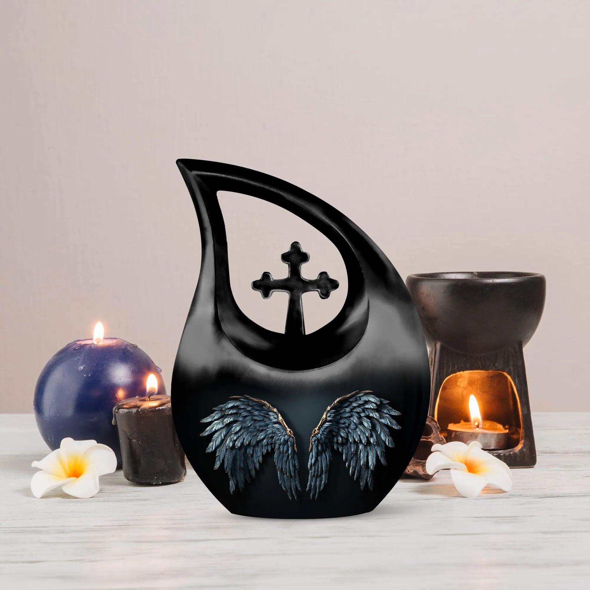 Wings Blue Eternal Rest Small Cremation Urn For Adult Human Ashes