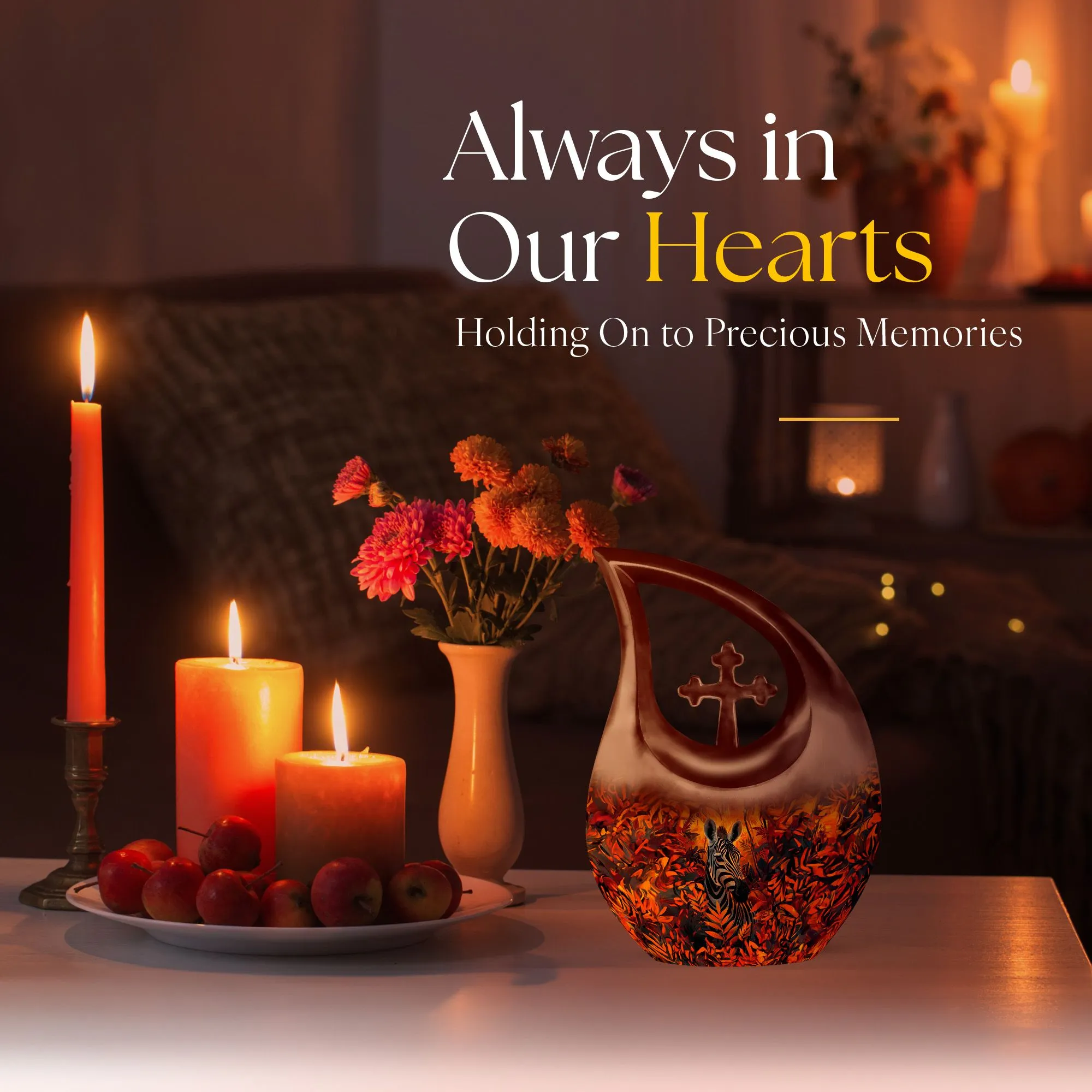 Zebra Urn Cross Drop Design - Tribute Cremation Memorial